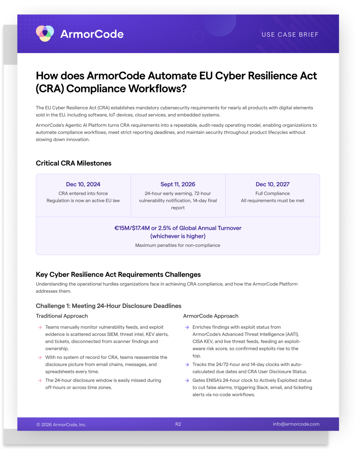 ArmorCode Use Case Brief - Automate Cyber Resilience Act Compliance Workflows